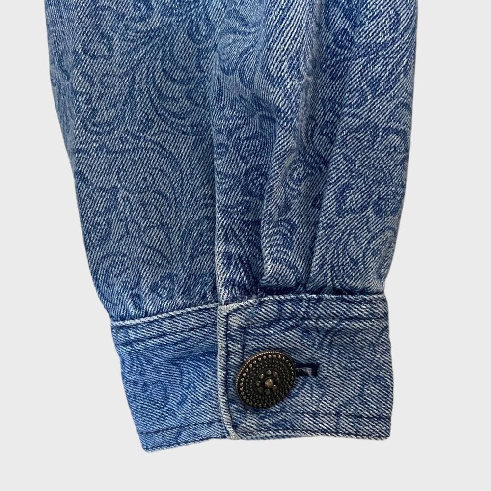 Vintage Saint Germain Blue Floral Motif Western Denim Jacket Women's Size Large - Picture 5 of 13
